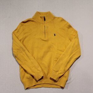 Polo Ralph Lauren Men Yellow Knit Sweater Long Sleeve 1/4 Zip Size Small